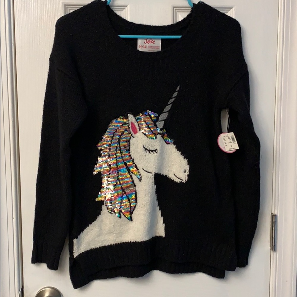 Unicorn black justice sweater